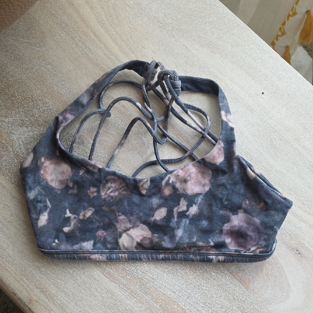 Lululemon Athletica Pink and Gray Tie-Dye Strappy Bra